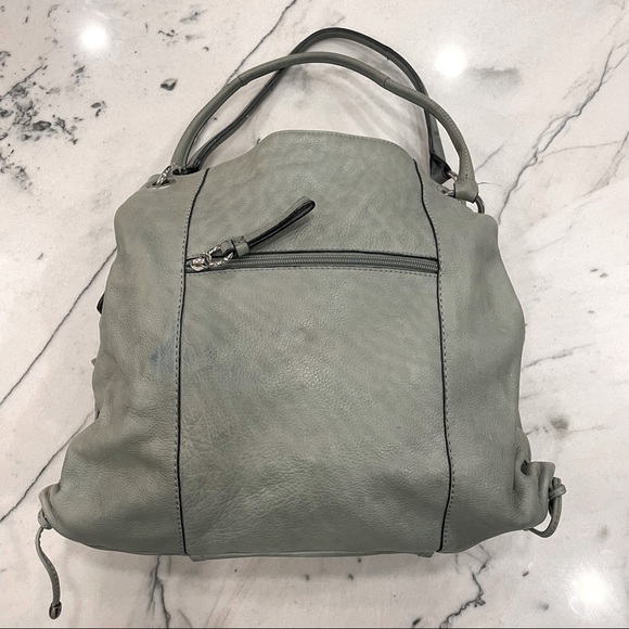 Sage green distressed Hobo bag purse. Gianni Bernini. Genuine Leather. - Picture 2 of 7